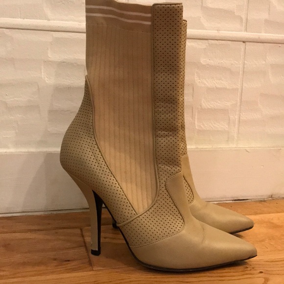 beige sock ankle boots